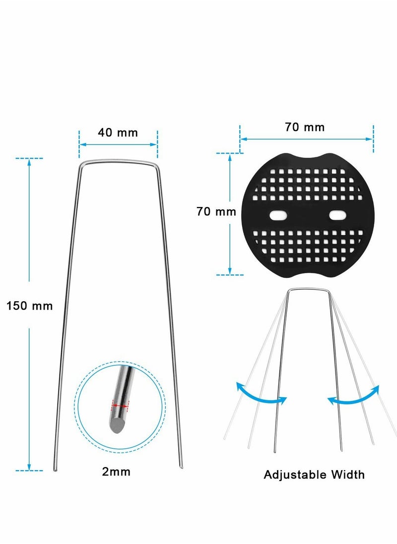 Excefore - Garden Pegs, 30 PCS 15cm U-Shaped Ground Landscape Steel Pins with Buffer Washer Fixing Netting Birds Insects Sheets, for Anchoring Fabric, Netting, Sheets - Image 1