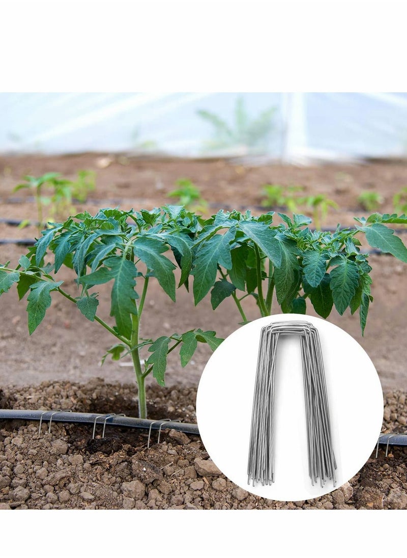 Excefore - Garden Pegs, 30 PCS 15cm U-Shaped Ground Landscape Steel Pins with Buffer Washer Fixing Netting Birds Insects Sheets, for Anchoring Fabric, Netting, Sheets - Image 1