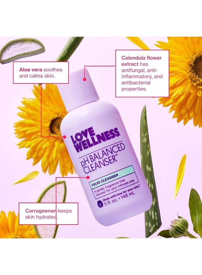 Love Wellness لوف ويلنس منظف توازن الرقم الهيدروجيني لغسل المهبل بدون عطر لغسل المهبل للحفاظ على توازن الرقم الهيدروجيني لصحة النظافة الحميمة غير المهيج مع الألوة فيرا للبشرة الحساسة 5 فل أوقية - Image 4