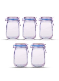 Oblivion Oblivion Transparent Jar-Shaped Stand-Up Pouches – Perfect Zipper Storage Solution for Kitchen Snacks, Nuts, and Dry Fruits (5 piece, 1000 ml - Big)  - Image 1