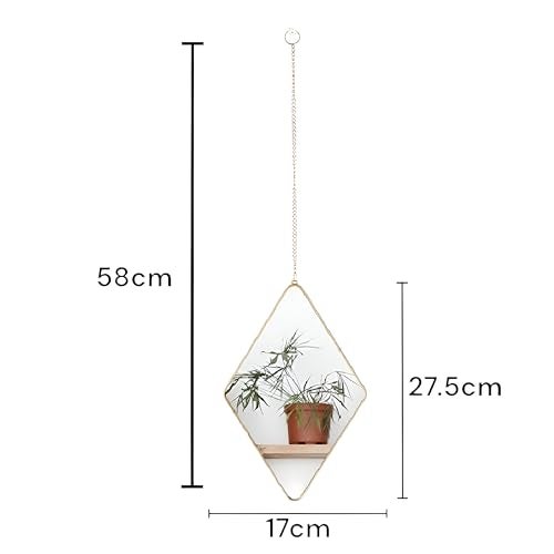 HOME ELEMENTS Plastic Wall Mirror Set with Hanging Chain (Pack of 3), Modern Decorative Golden Frame Mirror for Aesthetic Room Decor, Bathroom, Bedroom, Living Room (Diamond) - Image 2
