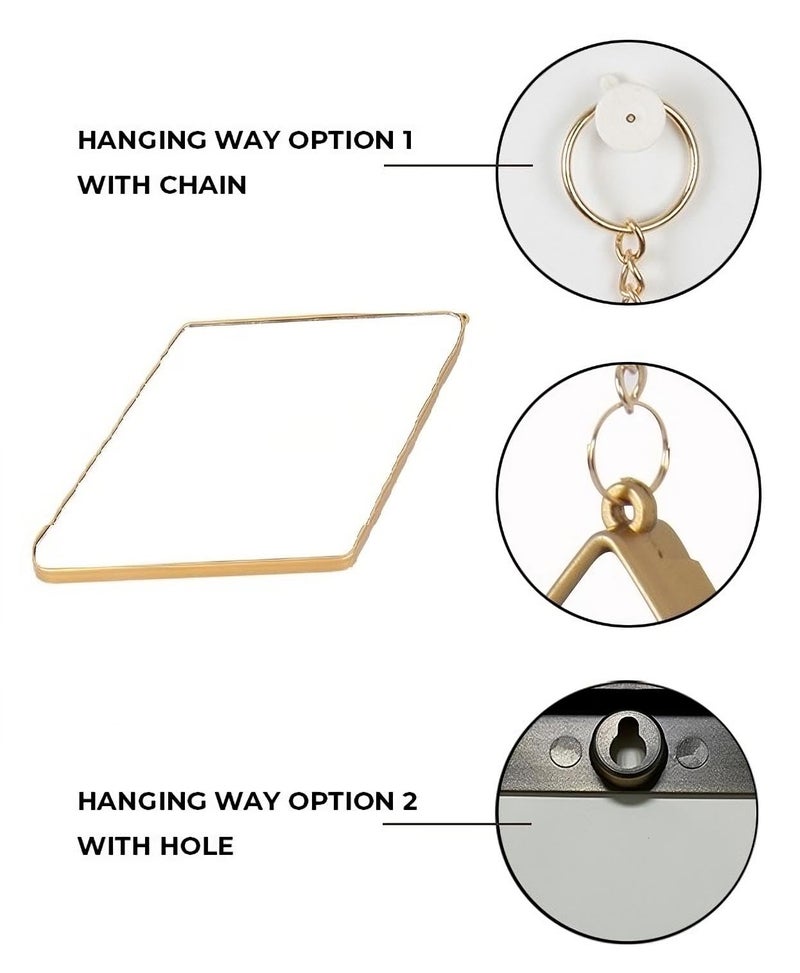 HOME ELEMENTS Plastic Wall Mirror Set with Hanging Chain (Pack of 3), Modern Decorative Golden Frame Mirror for Aesthetic Room Decor, Bathroom, Bedroom, Living Room (Diamond) - Image 5