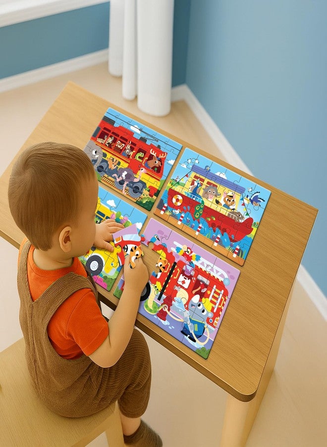 Play Panda 4 in a Box Vehicles Puzzle for Kids - Educational Puzzle with 90 Pieces - Image 3