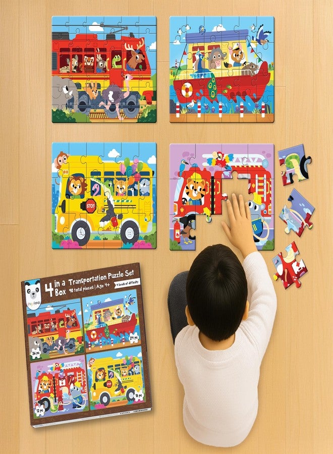 Play Panda 4 in a Box Vehicles Puzzle for Kids - Educational Puzzle with 90 Pieces - Image 2