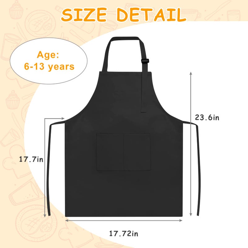 IAGBIBUI 12 Pack Kids Aprons Bulk with 2 Pockets Adjustable Chef Art Apron Kids Painting Aprons for Cooking Baking Crafting Grilling for Boys Girls Age 6-13 Years(Black) - Image 2