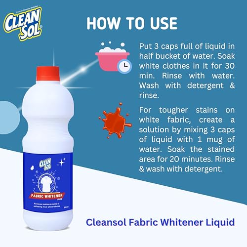 Cleansol Fabric Whitener- 500ml | Removes Stubborn Stains | Brightens White Clothes - Image 3