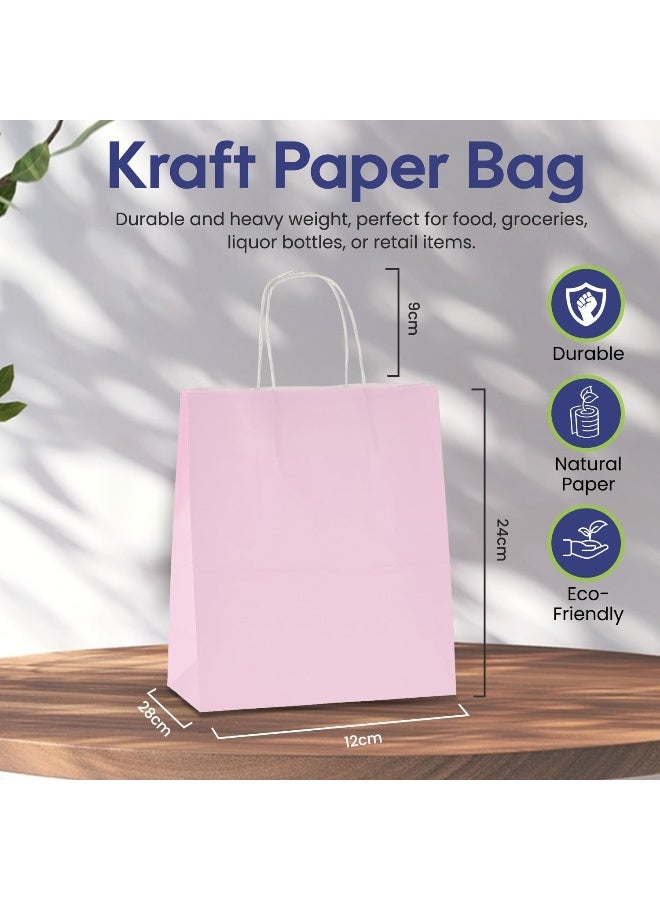 SNH Packing COLOURBAG(P)-10 Kraft Paper Party Bag with Twisted Handle 10-Pieces, 24 cm x 28 cm x 12 cm Size, Pink - Image 2