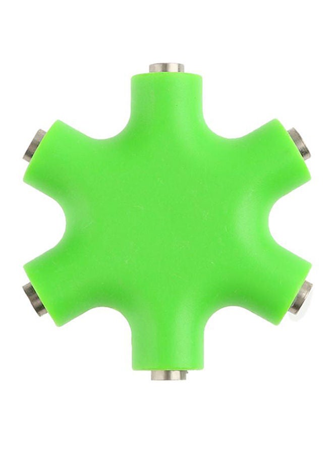 NIBEMINENT 6 Way Multi Port Hub Aux Headphone Audio Cable Adapter Green - Image 1