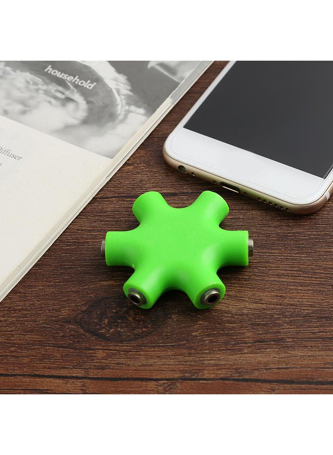 NIBEMINENT 6 Way Multi Port Hub Aux Headphone Audio Cable Adapter Green - Image 3
