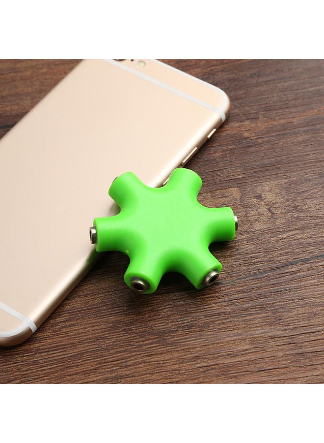 NIBEMINENT 6 Way Multi Port Hub Aux Headphone Audio Cable Adapter Green - Image 2