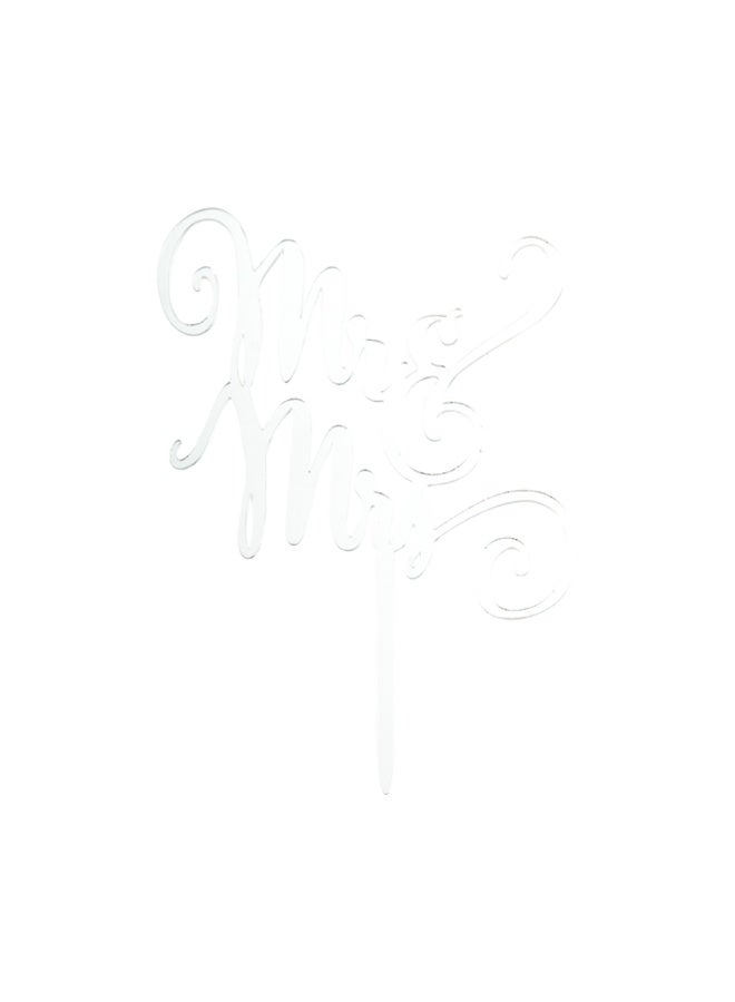 Restaurantware Top Cake Mr And Mrs Cake Topper, 1 Mirrored Wedding Cake Topper - For Engagement Parties Or Anniversaries, Bride And Groom Cake Decoration, Silver Acrylic Mr And Mrs Sign Cake Topper - Image 1