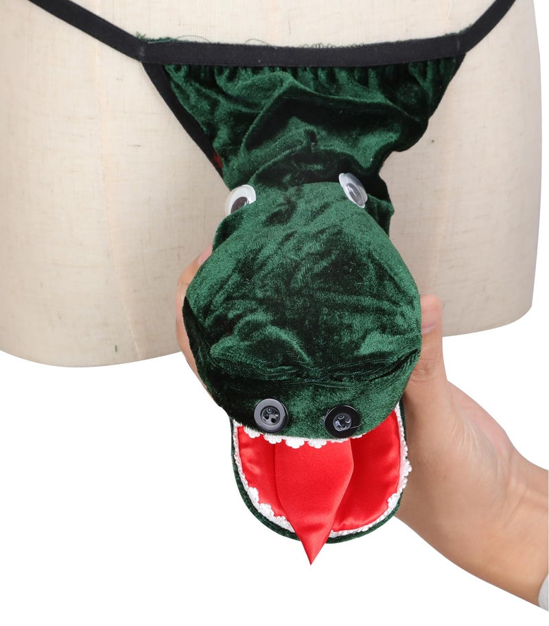 DLSNZ Men's G-String Exotic Underwear Sexy Costume Christmas Halloween Funny T-Back Mankini Thong Mesh Joke Gag Prank Gifts (US, Alpha, One Size, Regular, Regular, Crocodile) - Image 5