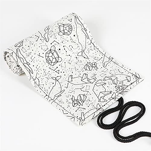 DIYOMR 24/36/72 Slots Pencil Wrap Pencil Rolls, Artist Colored Pencils Roll Up Bag Short Brushes Pouch Case Pencils Organizer for Drawing Coloring and Sketching (White Starry Sky, 72slots) - Image 3