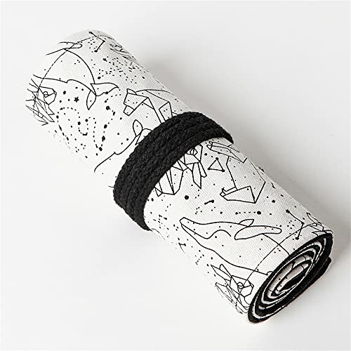 DIYOMR 24/36/72 Slots Pencil Wrap Pencil Rolls, Artist Colored Pencils Roll Up Bag Short Brushes Pouch Case Pencils Organizer for Drawing Coloring and Sketching (White Starry Sky, 72slots) - Image 5