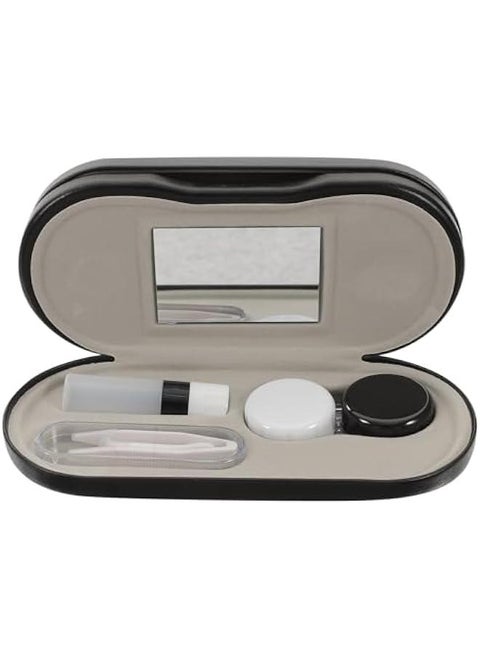Contact Lens Case and Glasses Case, 2 in 1 Double Eyeglass Case, with Mirror Tweezers Remover, Contact Lens Storage Box for Travel…