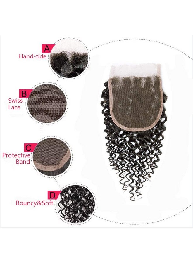 Jinhongze Kinky Curly Lace Closure Human Hair 8Inch 4X4 Free Part Lace Closure Natural Black Kinky Hair Brazilian Virgin Human Hair Swiss Lace Closure(8) … - Image 3