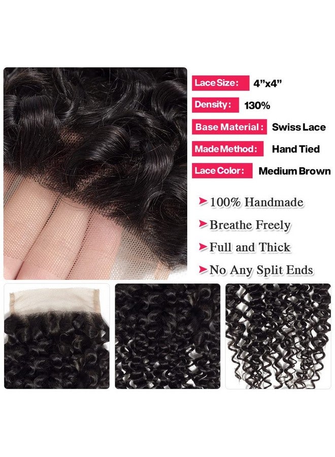 Jinhongze Kinky Curly Lace Closure Human Hair 8Inch 4X4 Free Part Lace Closure Natural Black Kinky Hair Brazilian Virgin Human Hair Swiss Lace Closure(8) … - Image 2