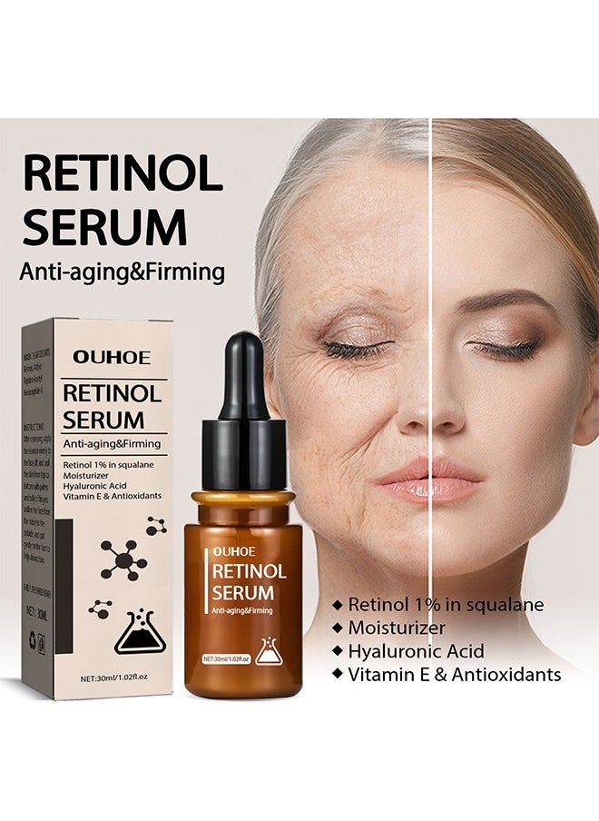 OUHOE Retinol Serum Anti-Aging & firming , Vitamine E & Antioxidants Hyaluronic Acid Anti-Aging Serum, Reduces Wrinkles, Fine Lines, Age Spots, Sun Spots, Anti Wrinkle Facial Serum 30ml  - Image 1