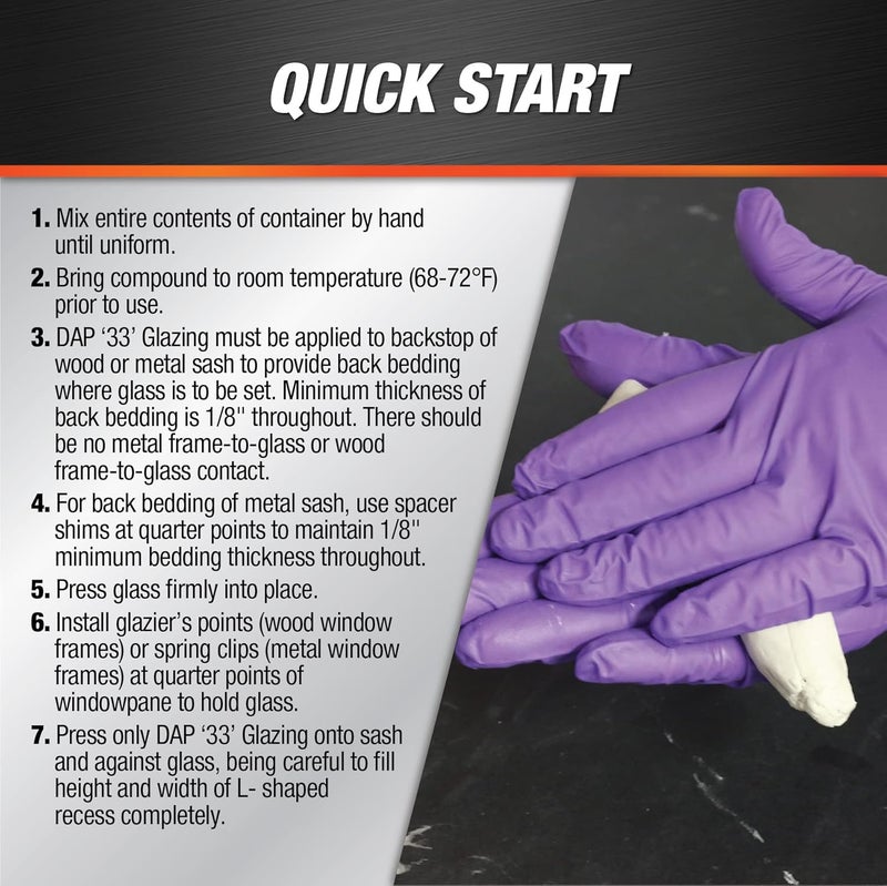 Dap '33' Window Glazing, White, 8 Oz (7079812120) - Image 2