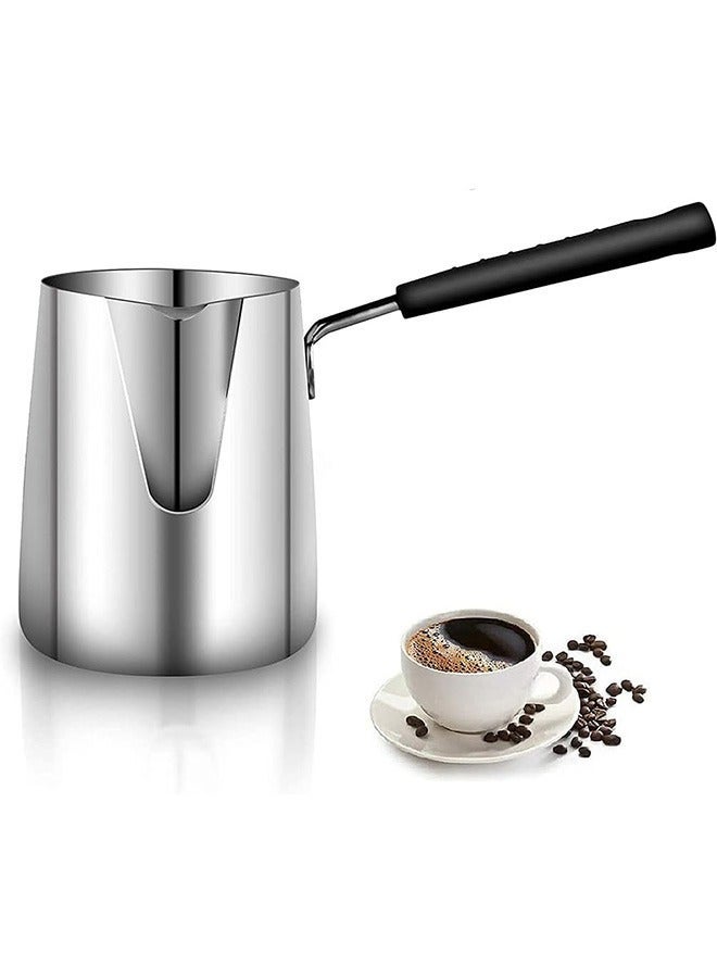 600ML/20OZ TURKISH COFFEE POT  304 STAINLESS STEEL COFFEE AND BUTTER WARMER, PREMIUM MILK WARMER AND MILK POT WITH SPOUT.