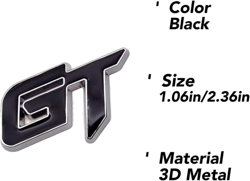 AutoBizarre 3D Raised GT Metal Monogram Emblem Badge Sticker for All Cars & Bikes (Black) - Image 5