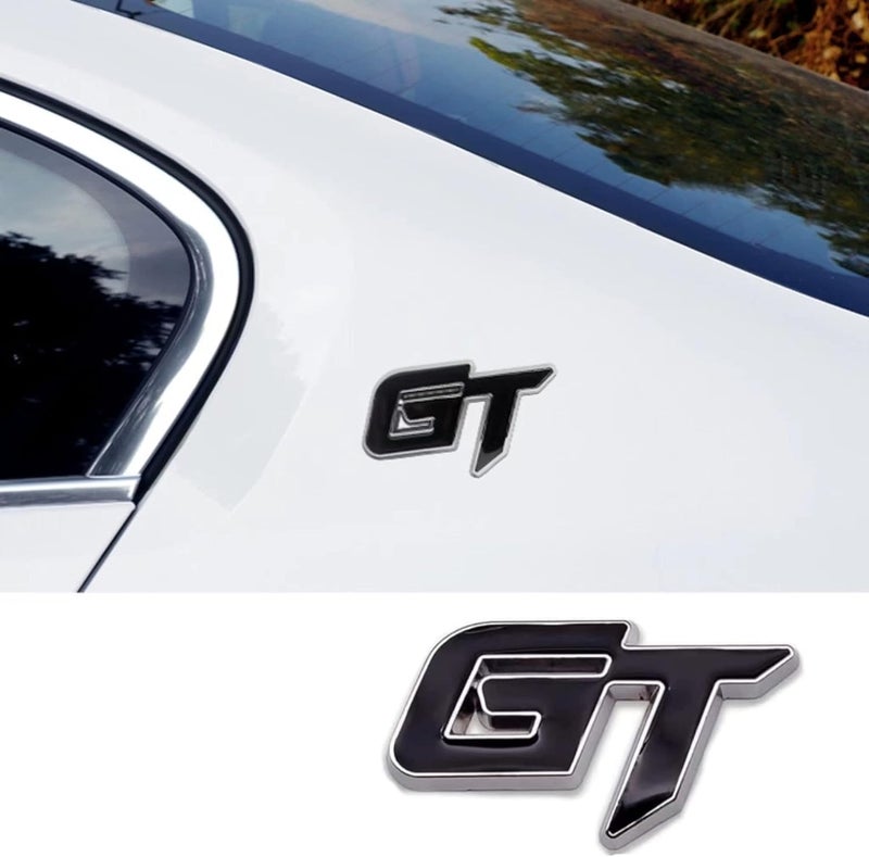 AutoBizarre 3D Raised GT Metal Monogram Emblem Badge Sticker for All Cars & Bikes (Black) - Image 2