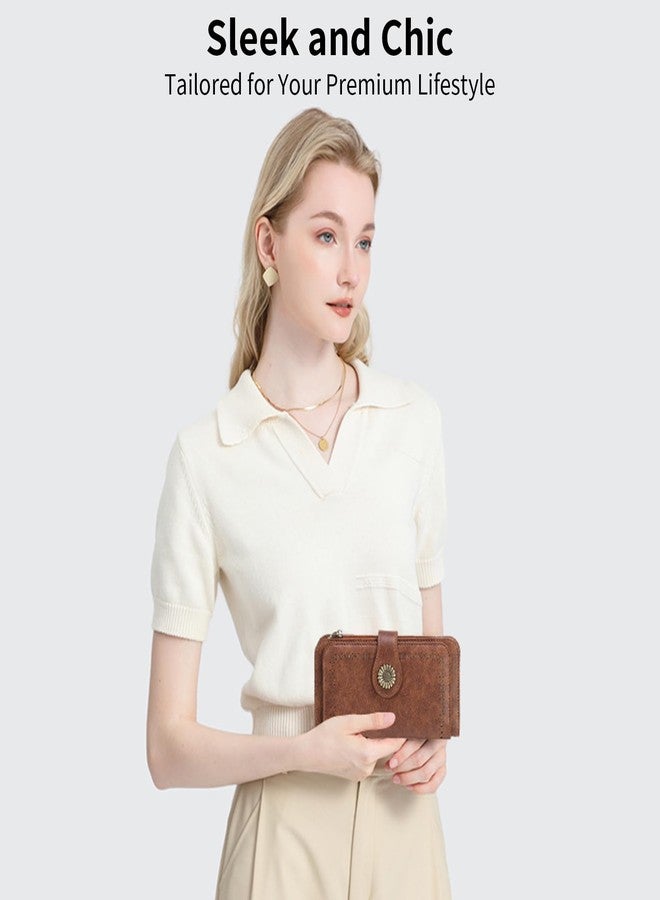 SENDEFN Women's Trifold Leather Wallet RFID Blocking Large Capacity Credit Card Holder Purse with Zipper Coin Pocket - Image 5