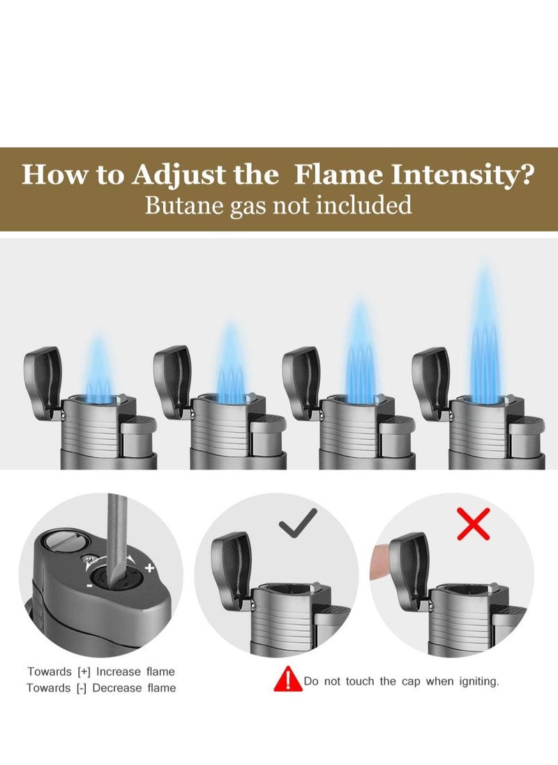 Generic Torch Lighter Windproof  Jet Triple Flame Lighter , Adjustable Flame and Refillbale Fuel Metal Lighter (Butane Not Included)  - Image 5