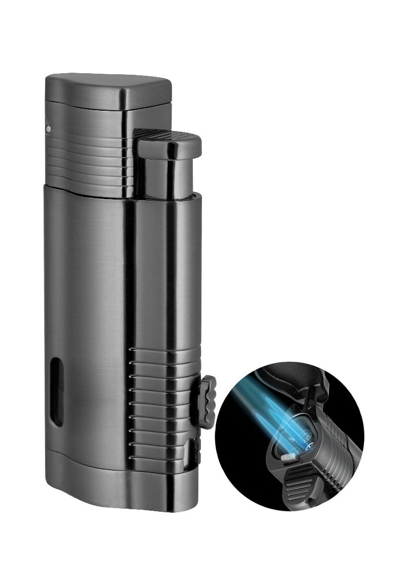 Generic Torch Lighter Windproof  Jet Triple Flame Lighter , Adjustable Flame and Refillbale Fuel Metal Lighter (Butane Not Included)  - Image 2