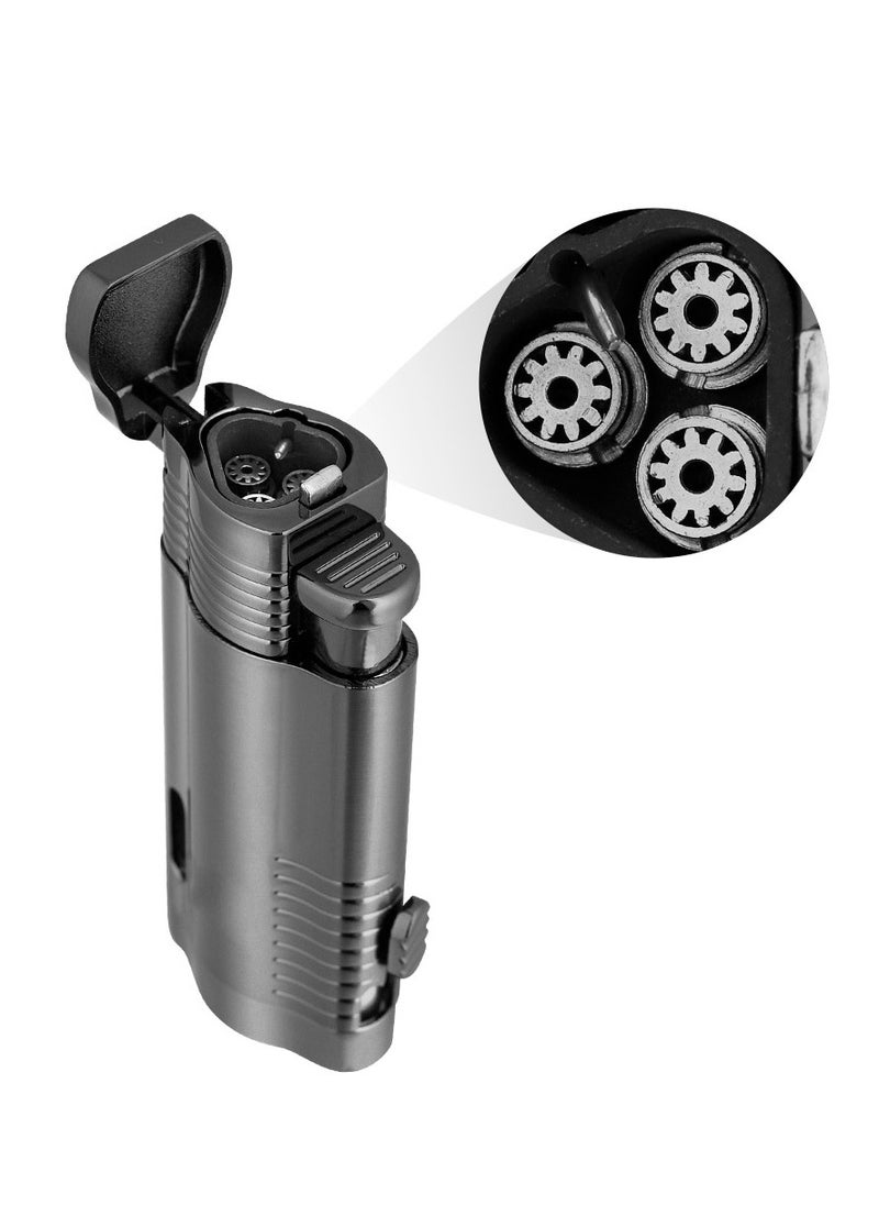 Generic Torch Lighter Windproof  Jet Triple Flame Lighter , Adjustable Flame and Refillbale Fuel Metal Lighter (Butane Not Included)  - Image 1