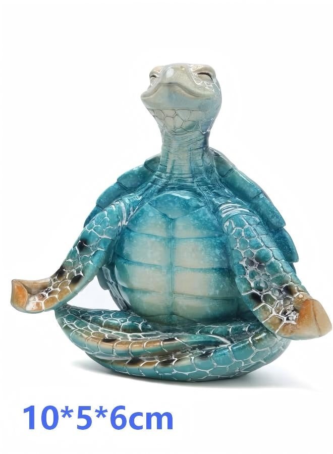 Sea Turtle Meditation Yoga Decor, Garden Figurine Sea Turtle Meditating Coastal Beach Decorations, Zen Yoga Resin Statue for Home Office Decorations(Put The Palm Separate) - Image 1