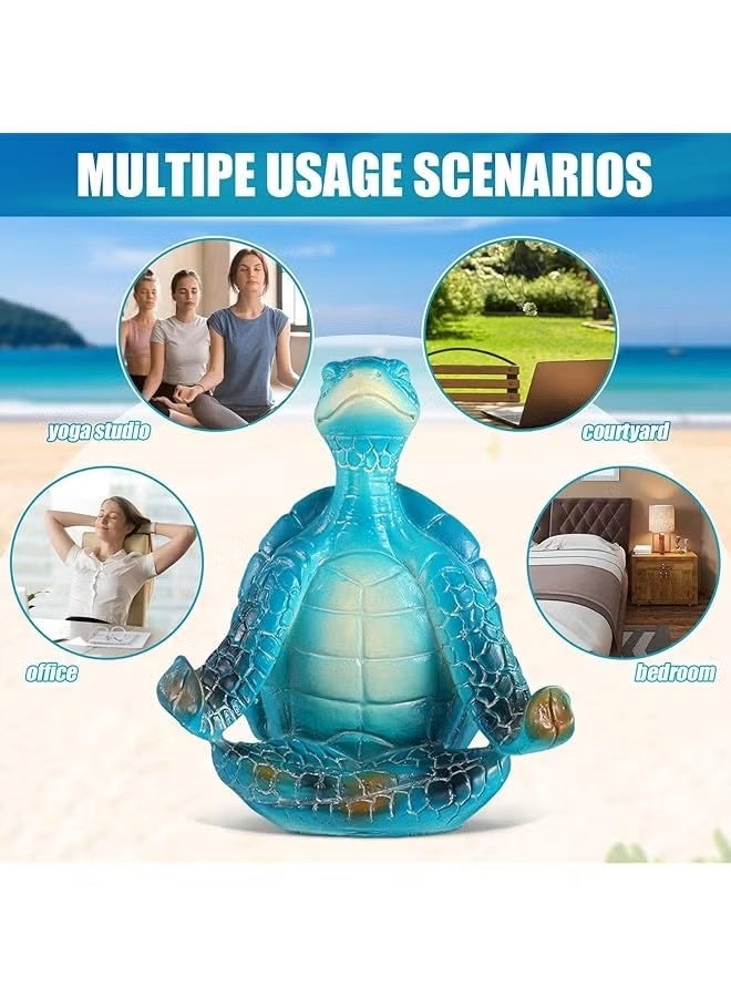 Sea Turtle Meditation Yoga Decor, Garden Figurine Sea Turtle Meditating Coastal Beach Decorations, Zen Yoga Resin Statue for Home Office Decorations(Put The Palm Separate) - Image 2