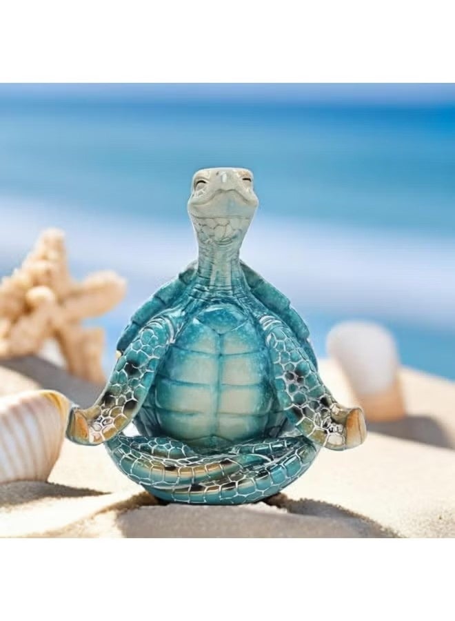 Sea Turtle Meditation Yoga Decor, Garden Figurine Sea Turtle Meditating Coastal Beach Decorations, Zen Yoga Resin Statue for Home Office Decorations(Put The Palm Separate) - Image 5