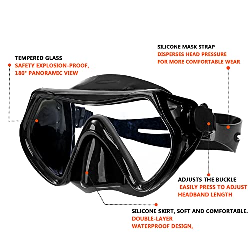 DIPUKI Snorkel mask Snorkeling Set for Adults and Youth, Diving mask and Full Dry Snorkel Swim Googles is Suitable for Snorkeling, Dive Scuba Diving, Swimming (Black) - Image 3