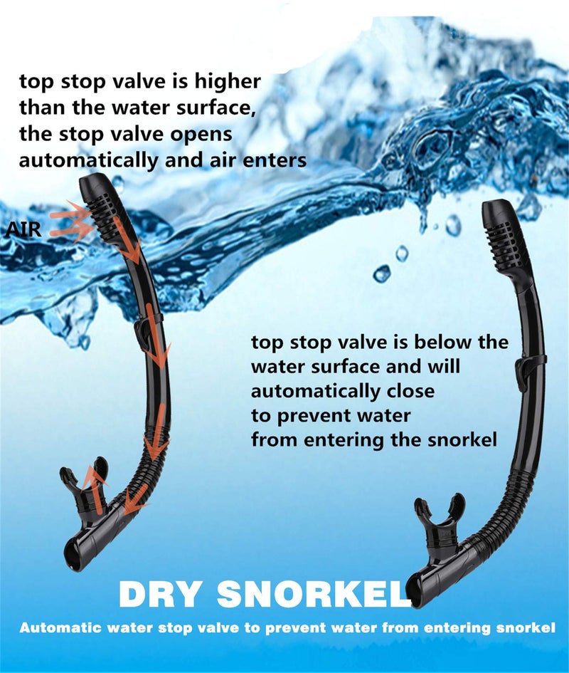DIPUKI Snorkel mask Snorkeling Set for Adults and Youth, Diving mask and Full Dry Snorkel Swim Googles is Suitable for Snorkeling, Dive Scuba Diving, Swimming (Black) - Image 4