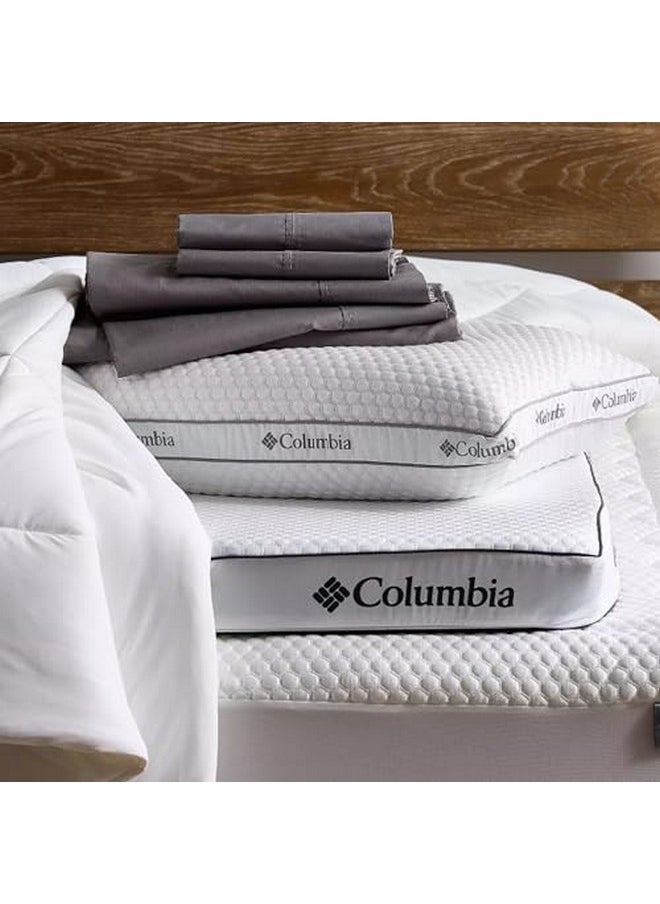 Columbia - Columbia Comfort Ice Fiber Soft Down Alternative Bed Pillow - Instant Cooling 2 Sided Ice Fiber Cover - Supportive & Cozy Polyester Fiber - Back & Stomach Sleeper, Standard/Queen - Image 1