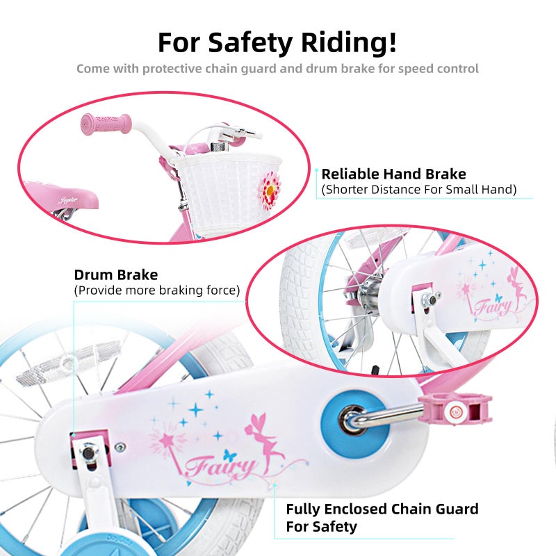 JOYSTAR 12 Inch Kids Bike for Ages 2 3 4 Years Girls, Toddler Bike with Training Wheels & Handbrake for 2-4 Years Old Child, Pink - Image 3