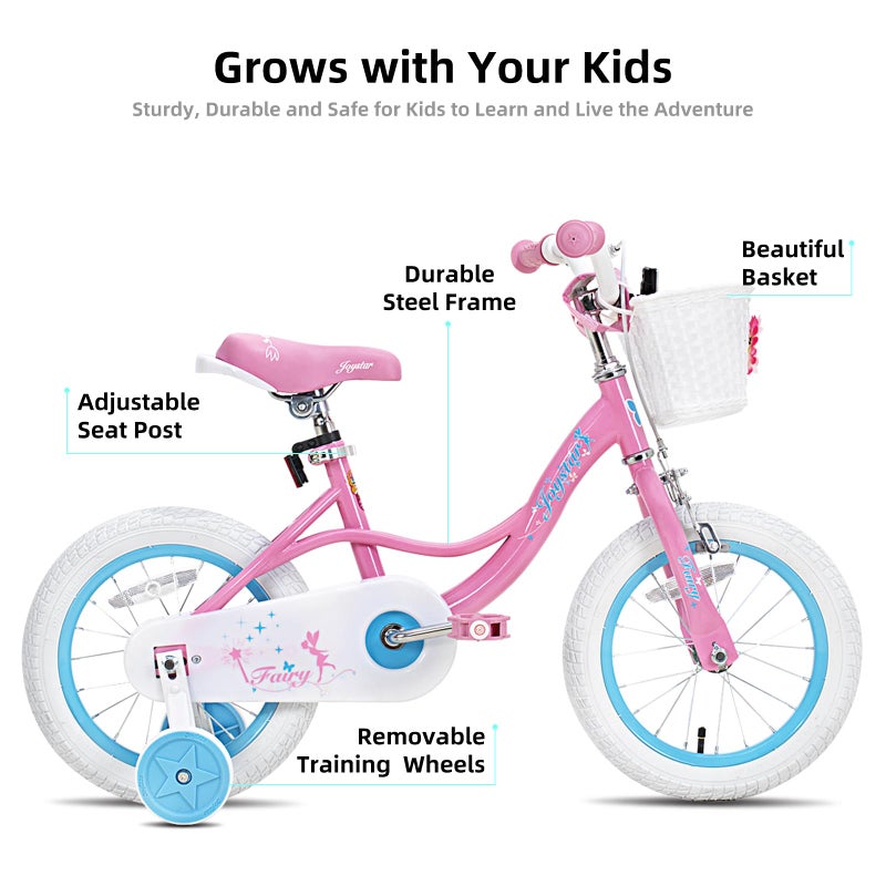JOYSTAR 12 Inch Kids Bike for Ages 2 3 4 Years Girls, Toddler Bike with Training Wheels & Handbrake for 2-4 Years Old Child, Pink - Image 2