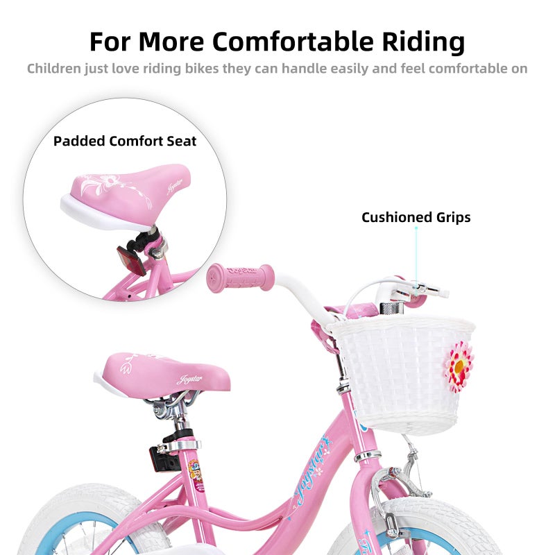 JOYSTAR 12 Inch Kids Bike for Ages 2 3 4 Years Girls, Toddler Bike with Training Wheels & Handbrake for 2-4 Years Old Child, Pink - Image 5