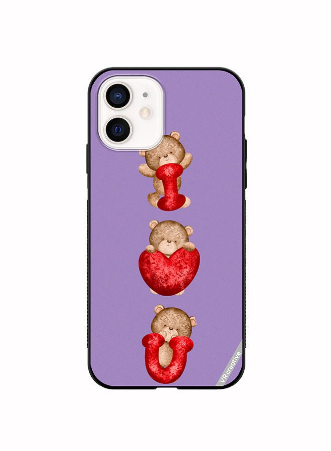 VR CREATIVE Protective Case Cover For Apple iPhone 12 mini Bear I Love You Design Multicolour - Image 1