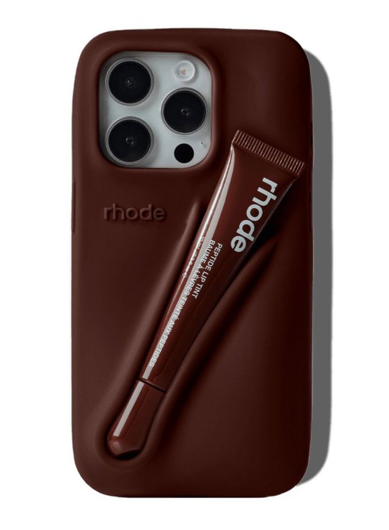 rhode Rhone iPhone 15 plus Phone Case with Lip Gloss ,Mobile phone case Lipstick Set (Espresso), Shockproof, scratch-resistant, portable, Rhone Applicable to iPhone 15 plus - Image 2