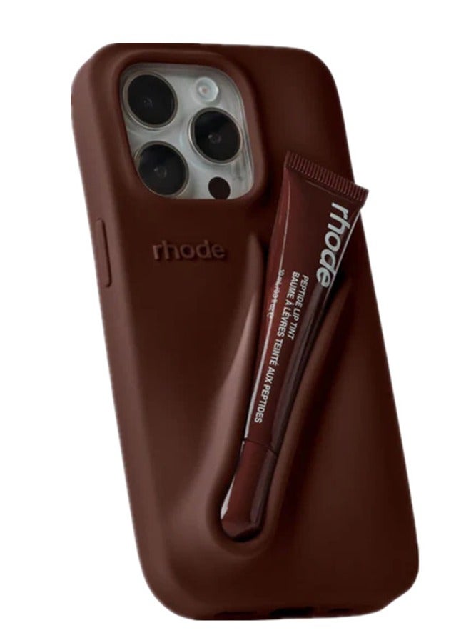 rhode Rhone iPhone 15 plus Phone Case with Lip Gloss ,Mobile phone case Lipstick Set (Espresso), Shockproof, scratch-resistant, portable, Rhone Applicable to iPhone 15 plus - Image 1