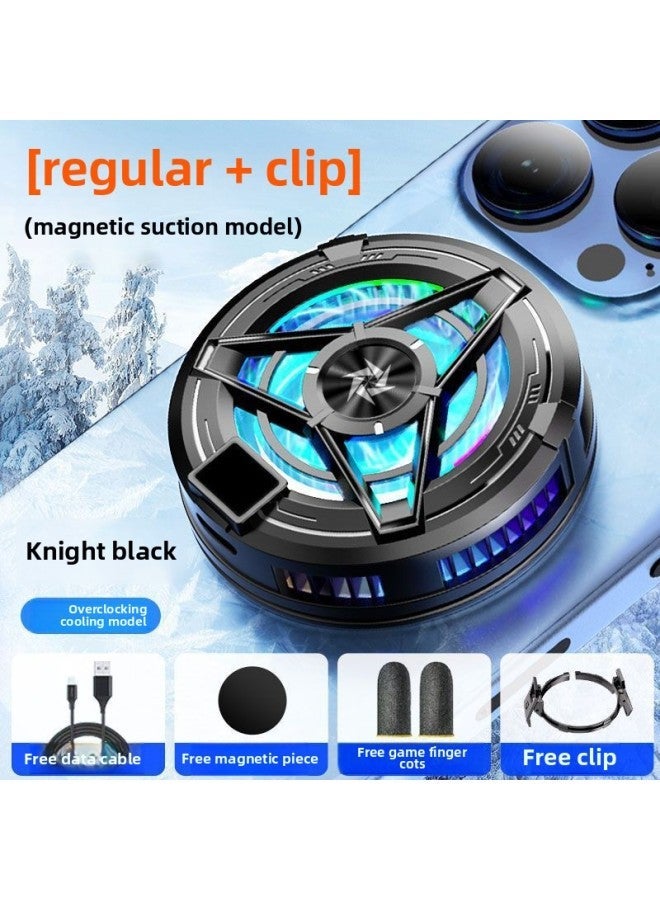 Magnetic Semiconductor Mobile Phone Radiator Icing Refrigeration Live Game Phablet Cooling Artifact Universal-Color:[magnetic Suction Does Not Block Hands + Free E-sports Finger Cots] - Regular Style Clip Black - Image 1