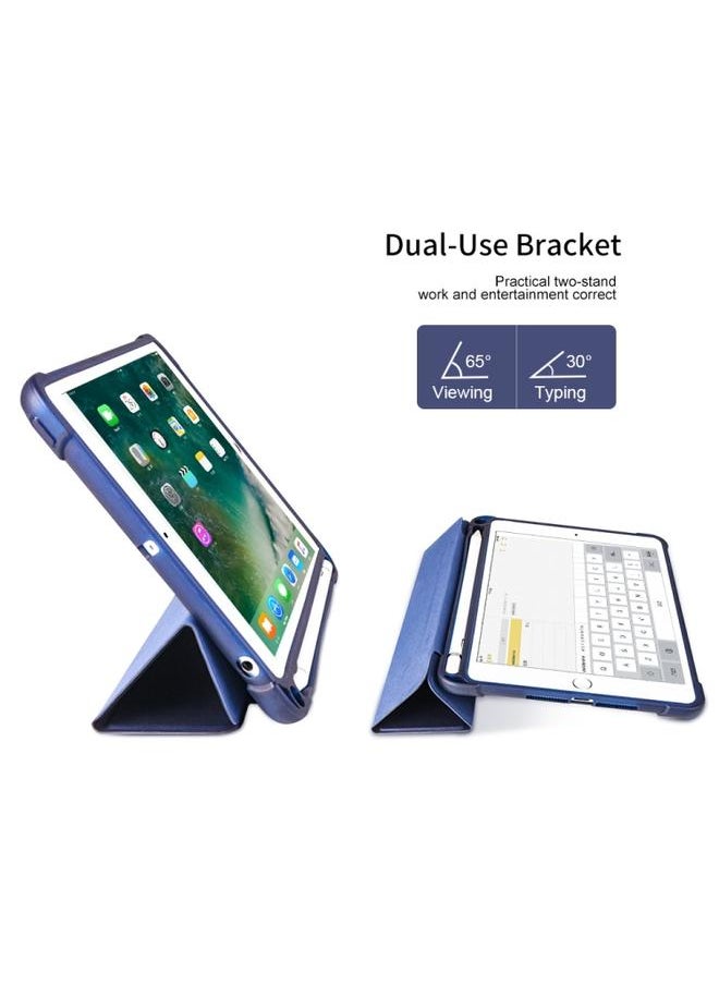 Generic - iPad Mini 2/3/4/5 folding Litchi Texture Horizontal Flip PU Leather Plus Shockproof TPU Case with Holder and Pen Slot Blue - Image 1