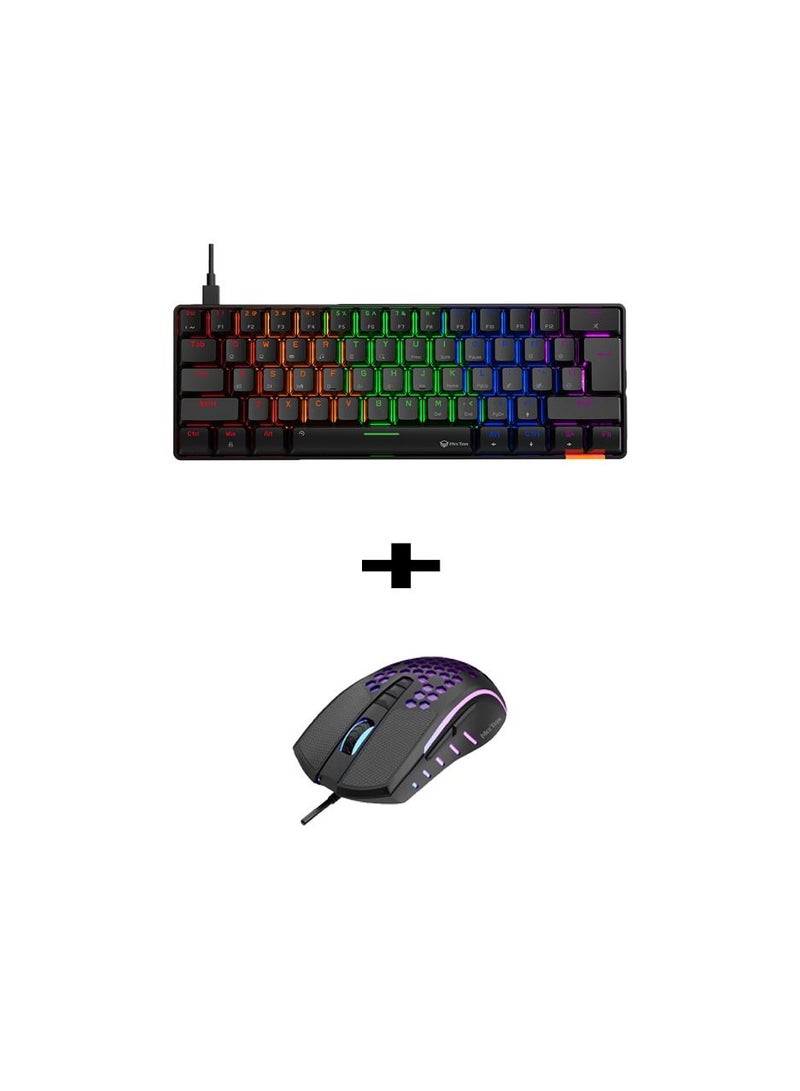 MEETION MK005 Hotswap 60 Custom RGB Backlit Mini 61 Keys 60% Gaming Mechanical Keyboard For Computer and Gamer Mouse 3200Dpi USB RGB Flowing Backlit Light PC Computer Honeycomb Gaming Mice(MK005 + GM2 - Image 3