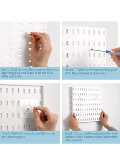 Hihonor 13 Piece Pegboard Organiser Combination Set, Pegboard Wall Mount Display Pegboard Wall Panel, Durable Plastic Wall Storage Kit, Pegboard Accessories for Kitchen, Craft Room Workplace (White)  - Image 2