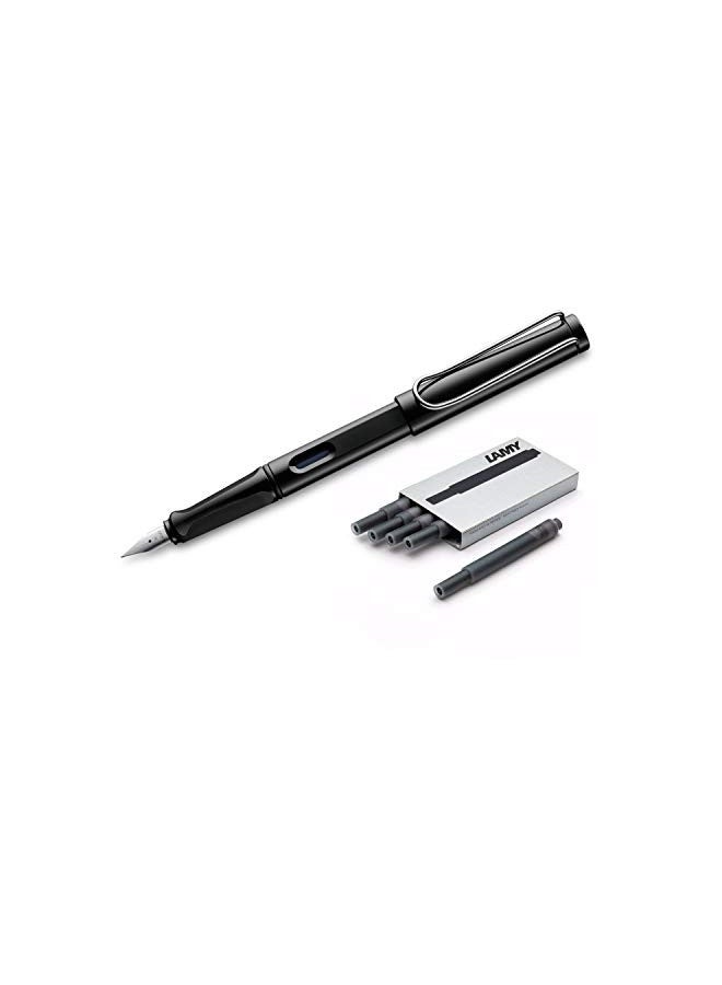 LAMY Lamy Safari Fountain Pen (19M) Black Black Ink Cartridges