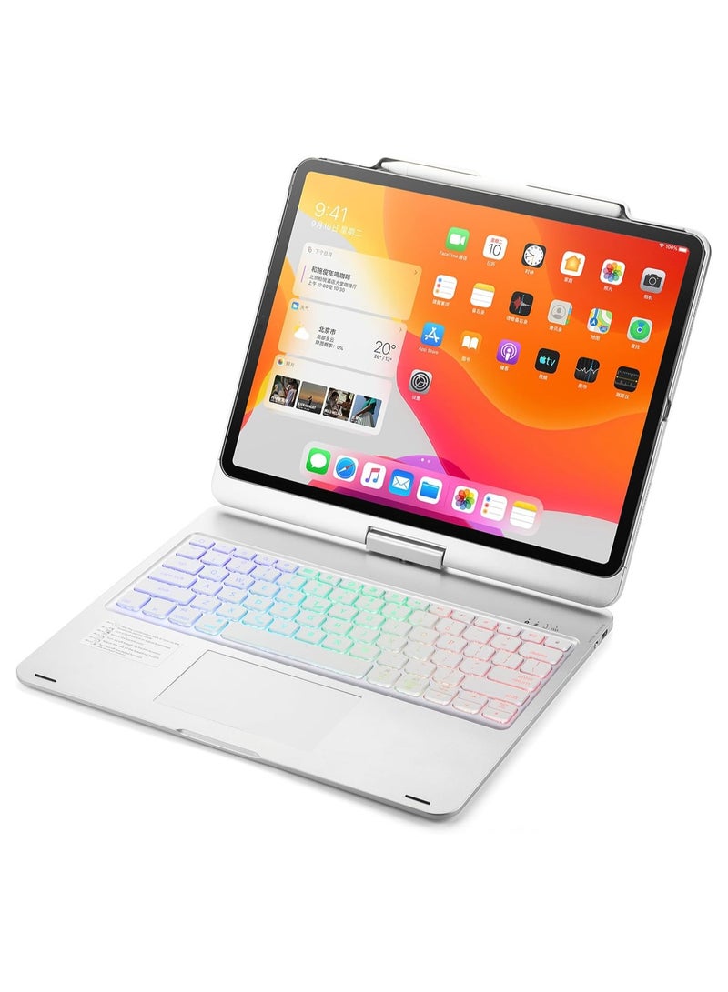 general Rotary Type Magic Smart Bluetooth Keyboard Case Compatible with iPad Air 13 Inch 2024 Model number A2903 A2904 with Trackpad RGB Backlit Keyboard - Image 1