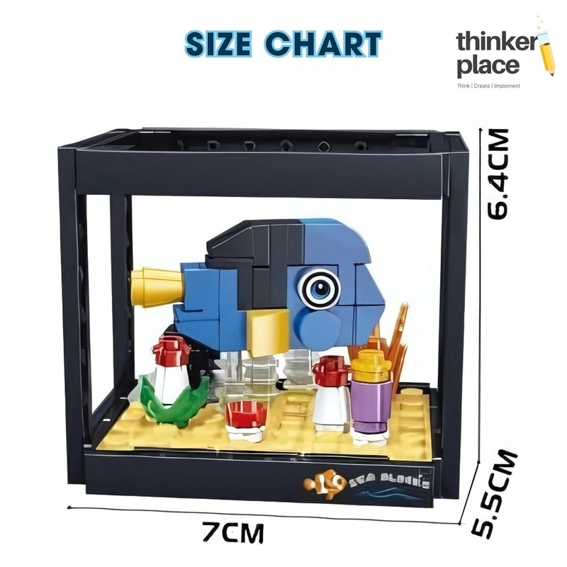 ThinkerPlace 8-in-1 Dream Ocean Fish Tank Blue Damselfish (91 Pieces) | Learn About Marine Life | Building Block Set for Kids Age 6+ | STEM Educational Toy | Build, Collect & Create a Big Fish Tank - Image 5
