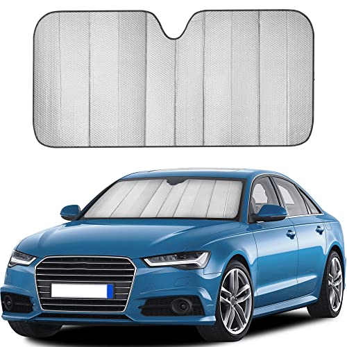 EcoNour Accordion Car Windshield Sun Shade (Gray) | Foldable Car Window Shades for UV Protection & Heat Block | Keeps Interior Cool | Sun Blocker for Front Window | 58 x 28 Inches - Image 1